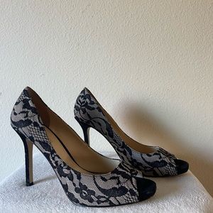 Enzo Angiolini Lace Peep Toe Heels
